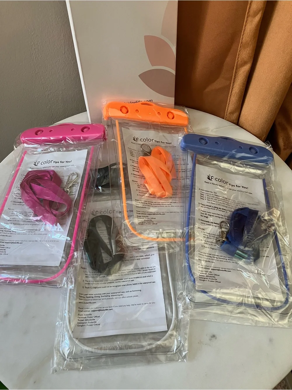 F-Color Waterproof Phone Pouch Lanyard 4 Pack